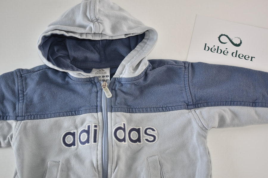 Adidas blue zip hoodie with embroidered logo