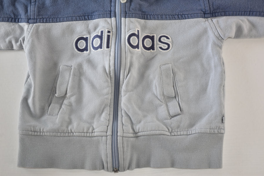 Adidas blue zip hoodie with embroidered logo