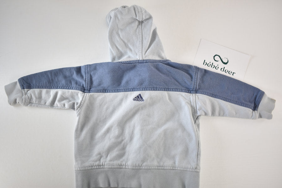 Adidas blue zip hoodie with embroidered logo