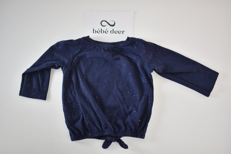 Navy glitter heart top with tie front
