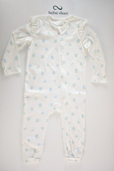 White floral sleepsuit with double zip