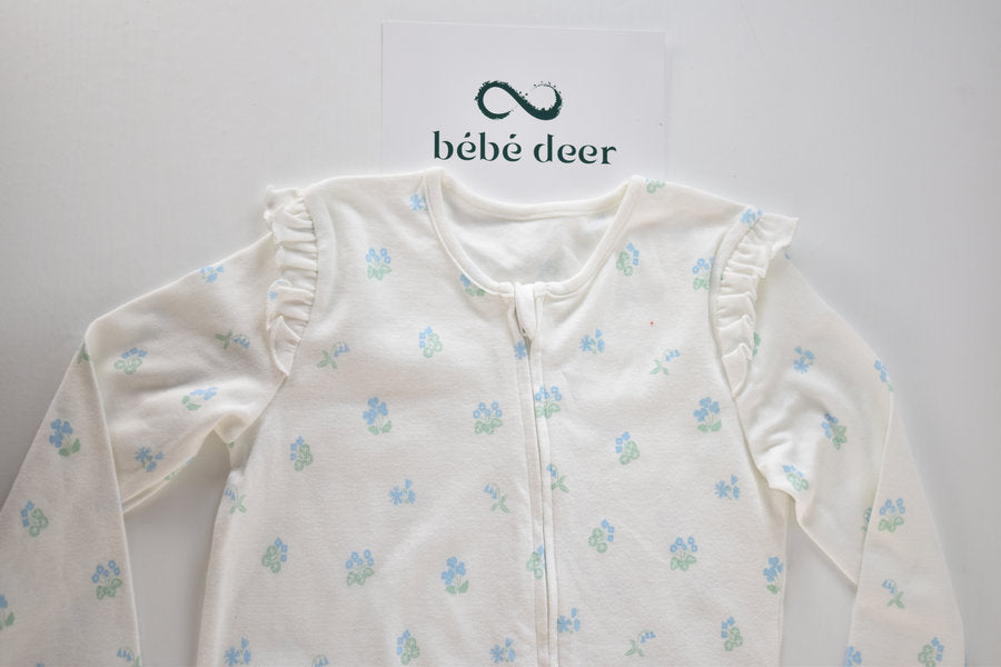White floral sleepsuit with double zip
