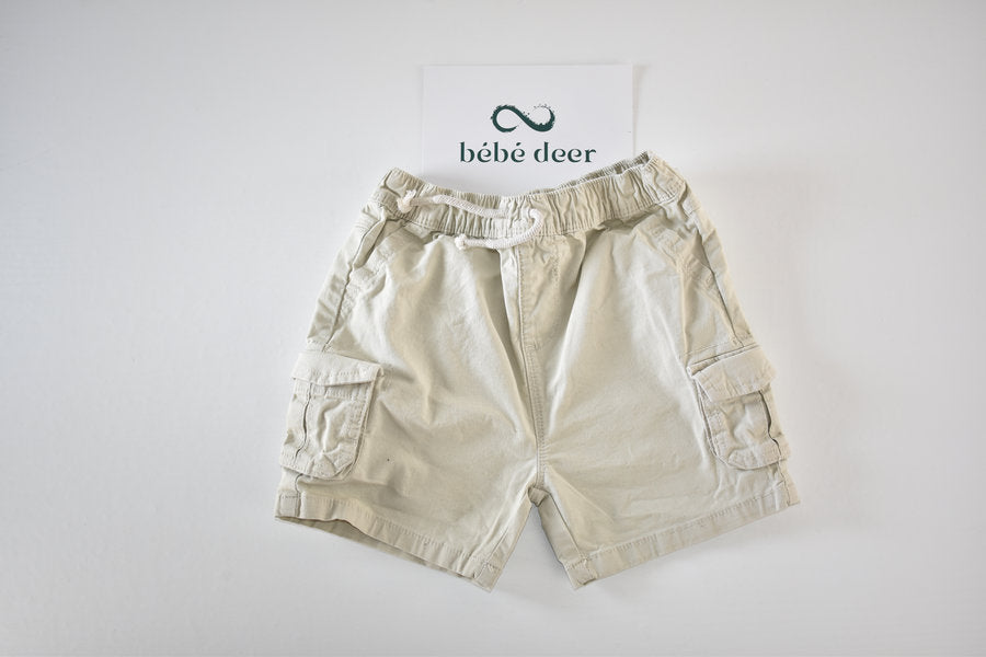 Pale grey cargo shorts with pockets
