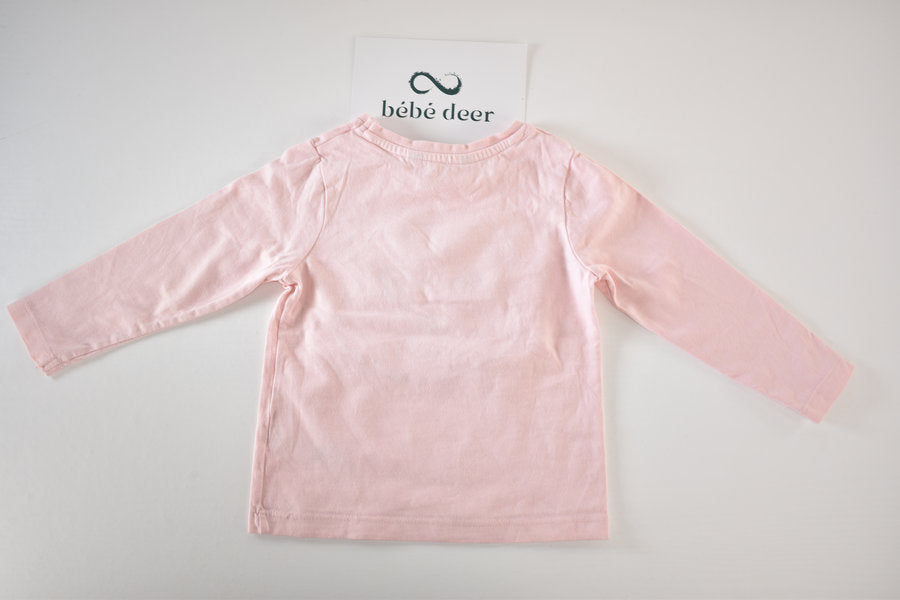 Pink bear appliqué long sleeve top