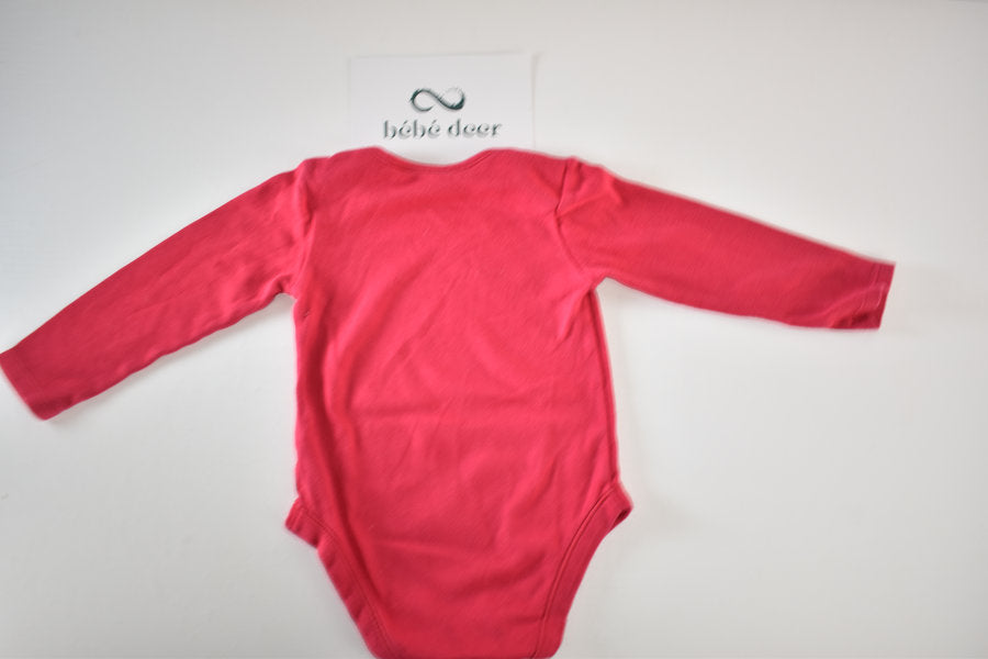 Red "Happy" long sleeve bodysuit