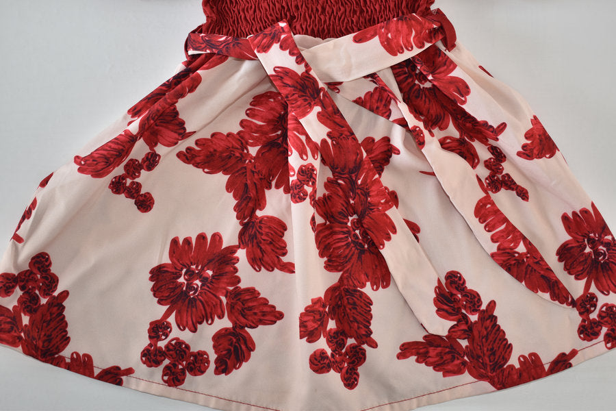 Red floral off-shoulder dress