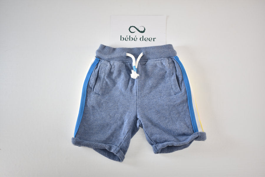Grey shorts with colour side stripes
