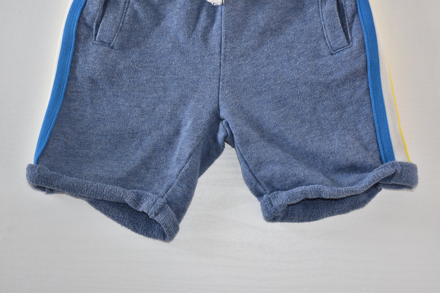 Grey shorts with colour side stripes