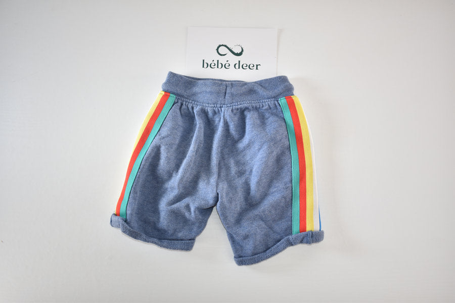 Grey shorts with colour side stripes