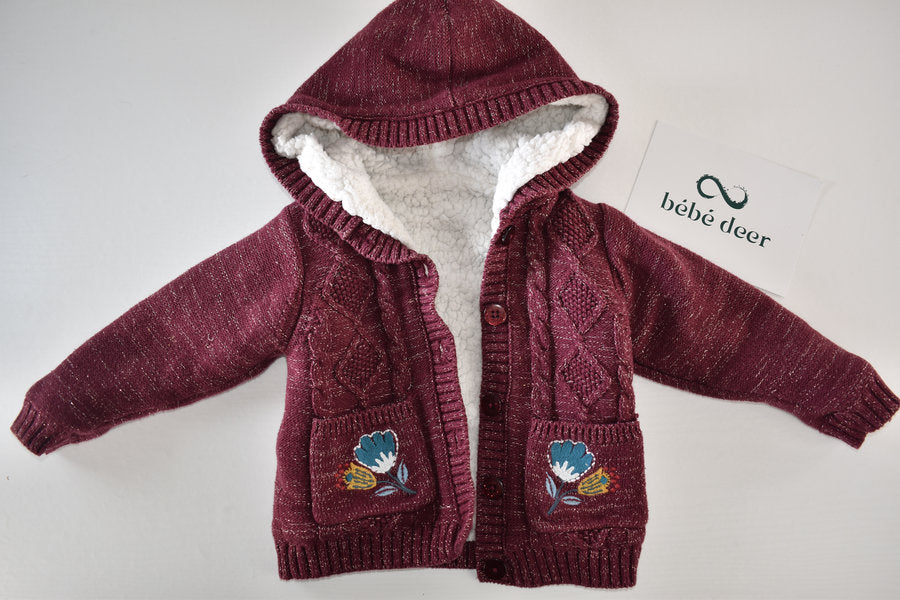 Burgundy hooded lined jacket