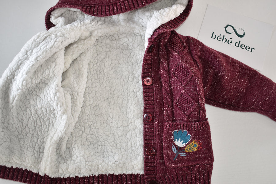 Burgundy hooded lined jacket