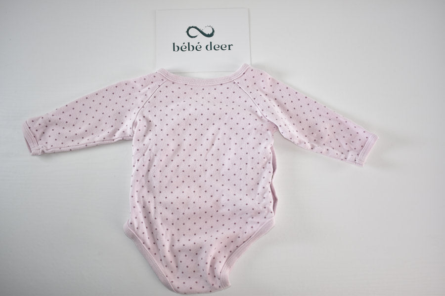 Pink wrap style polka dot bodysuit