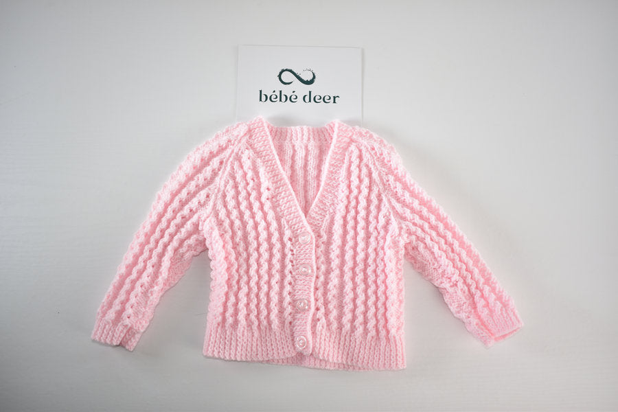 Handmade pink knitted cardigan