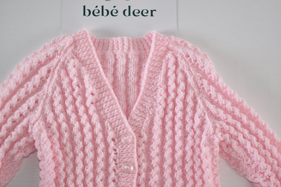 Handmade pink knitted cardigan