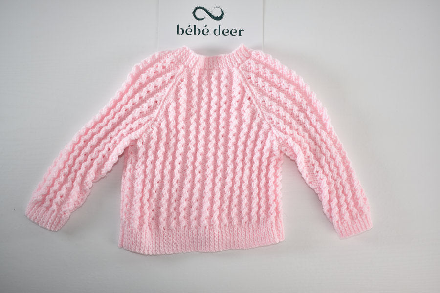Handmade pink knitted cardigan