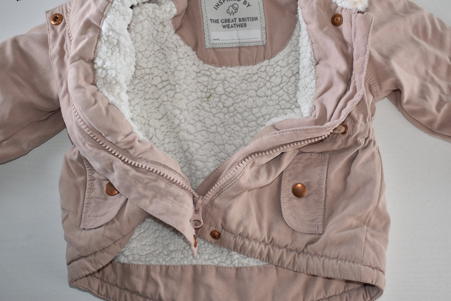 Pink teddy lined winter coat