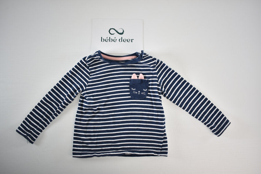 Striped cat pocket top