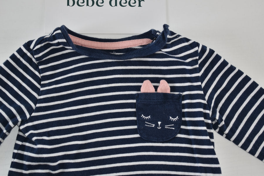 Striped cat pocket top