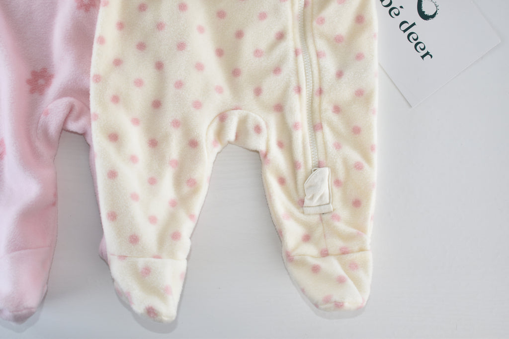 Lot de 2 grenouillères en molleton à motif floral