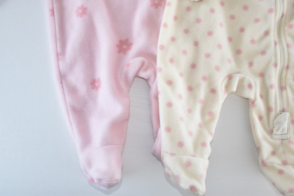 Lot de 2 grenouillères en molleton à motif floral