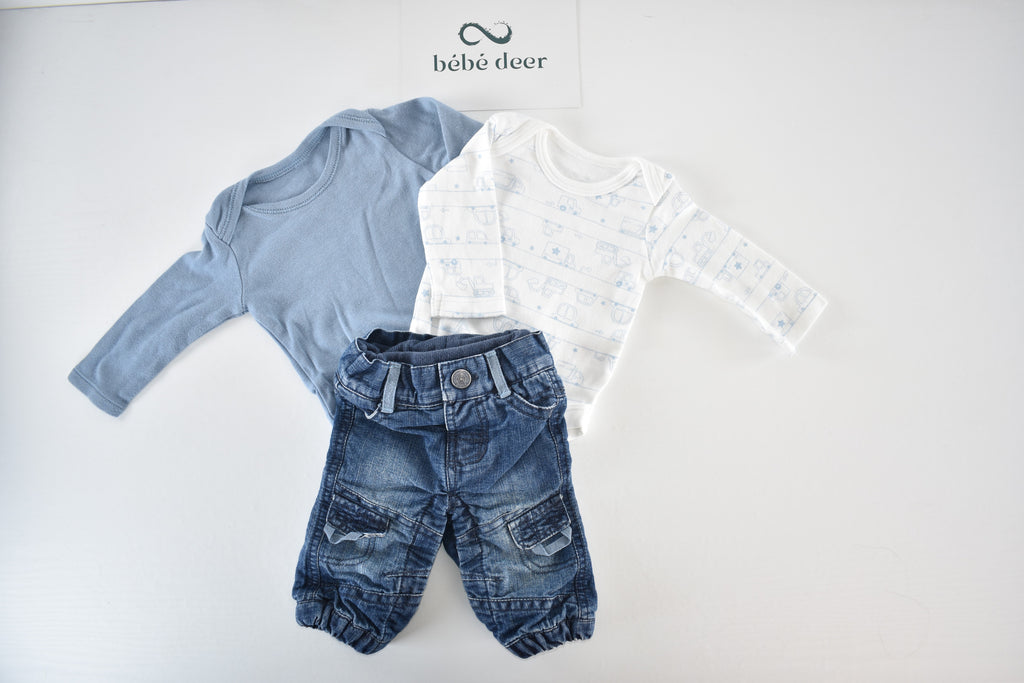 Set of 2 bodysuits & denim trousers