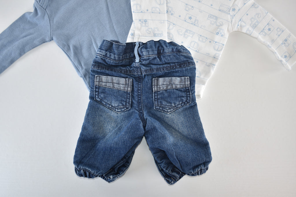 Set of 2 bodysuits & denim trousers