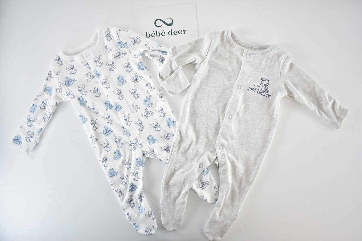 Set of 2 Stitch sleepsuits