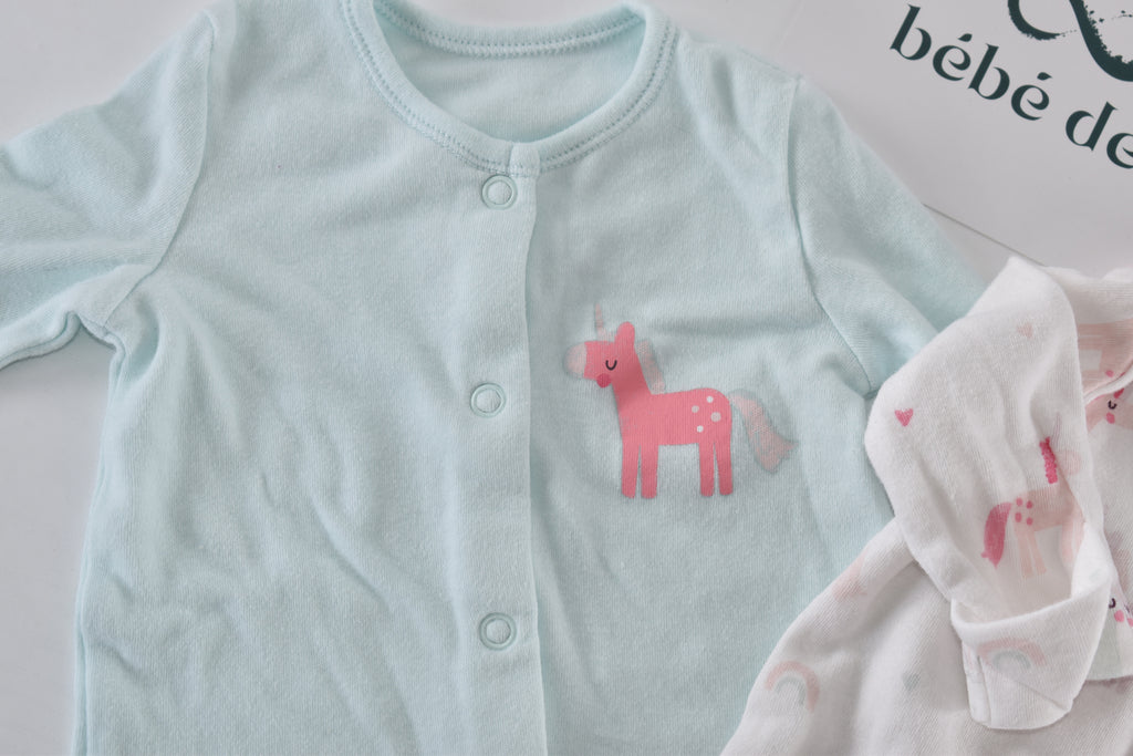 TINY BABY – Set of 2 unicorn sleepsuits