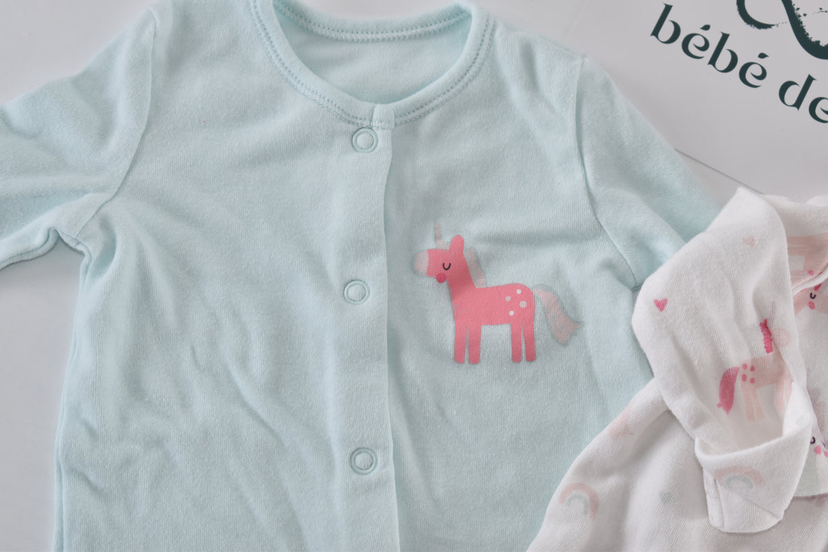 TINY BABY – Set of 2 unicorn sleepsuits