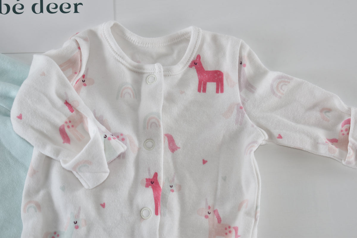 TINY BABY – Set of 2 unicorn sleepsuits