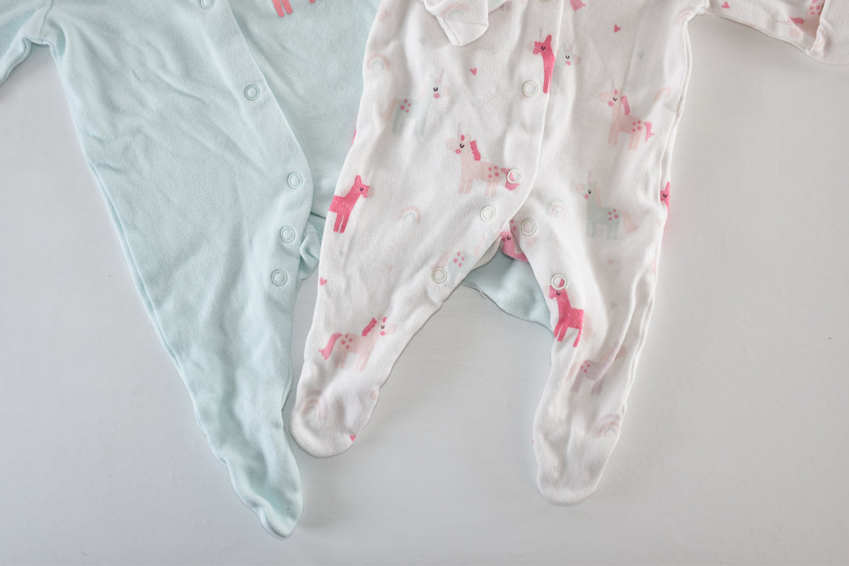 TINY BABY – Set of 2 unicorn sleepsuits