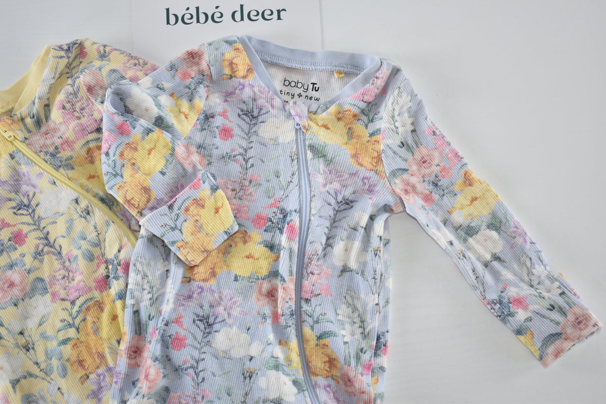 Set of 2 floral footless rompers
