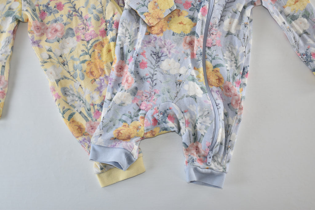 Set of 2 floral footless rompers