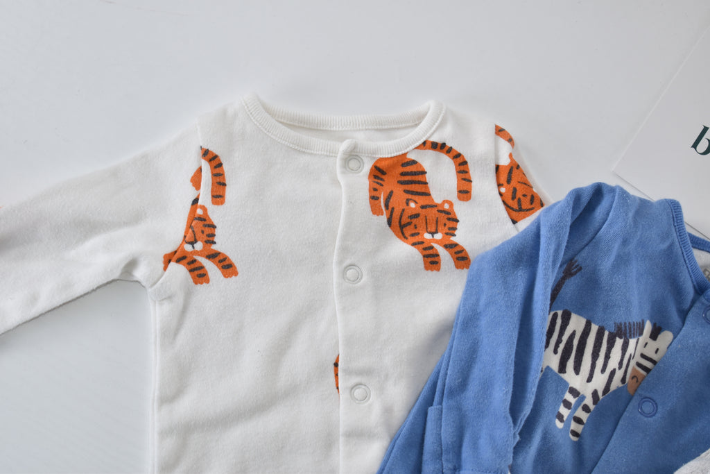 Set of 3 animal sleepsuits
