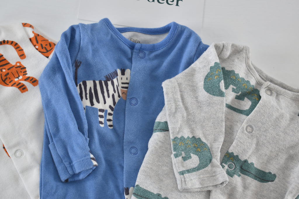 Set of 3 animal sleepsuits