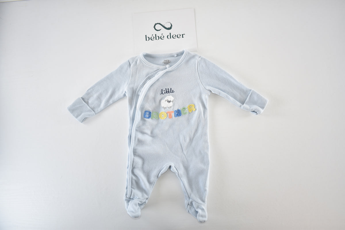 Blue “Little brother” sleepsuit