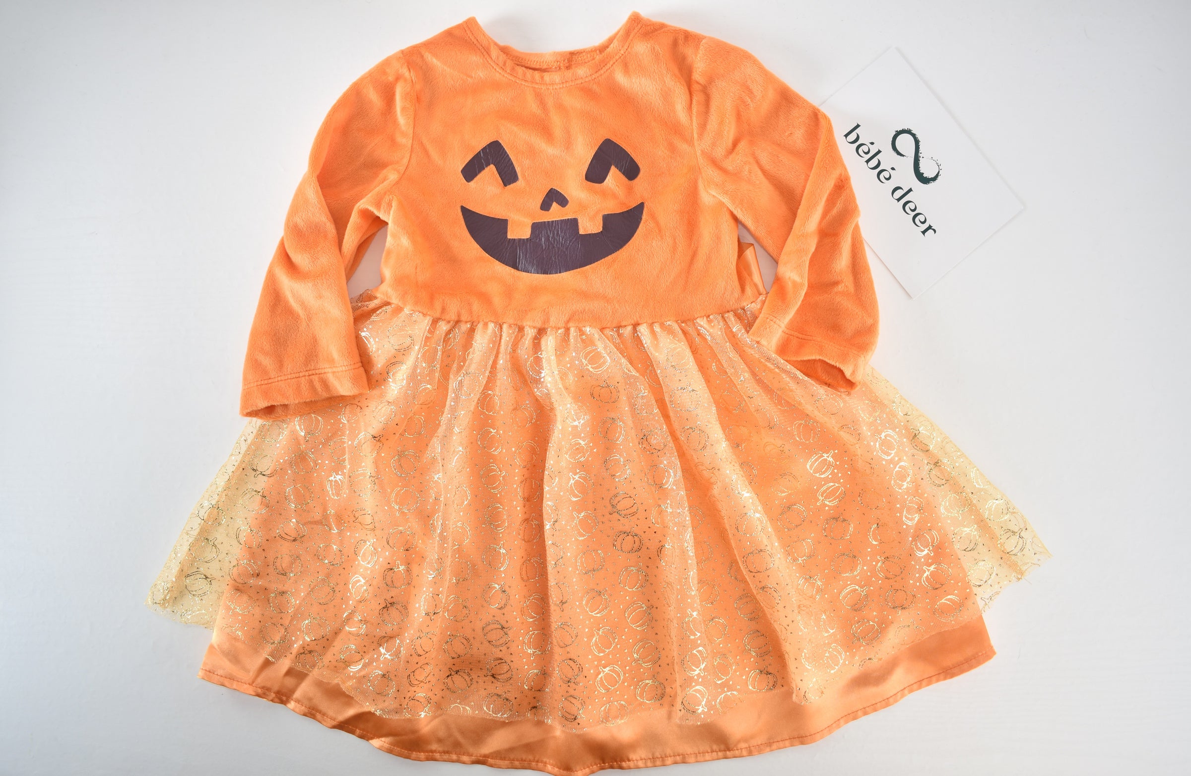 Halloween pumpkin tulle dress with glitter overlay