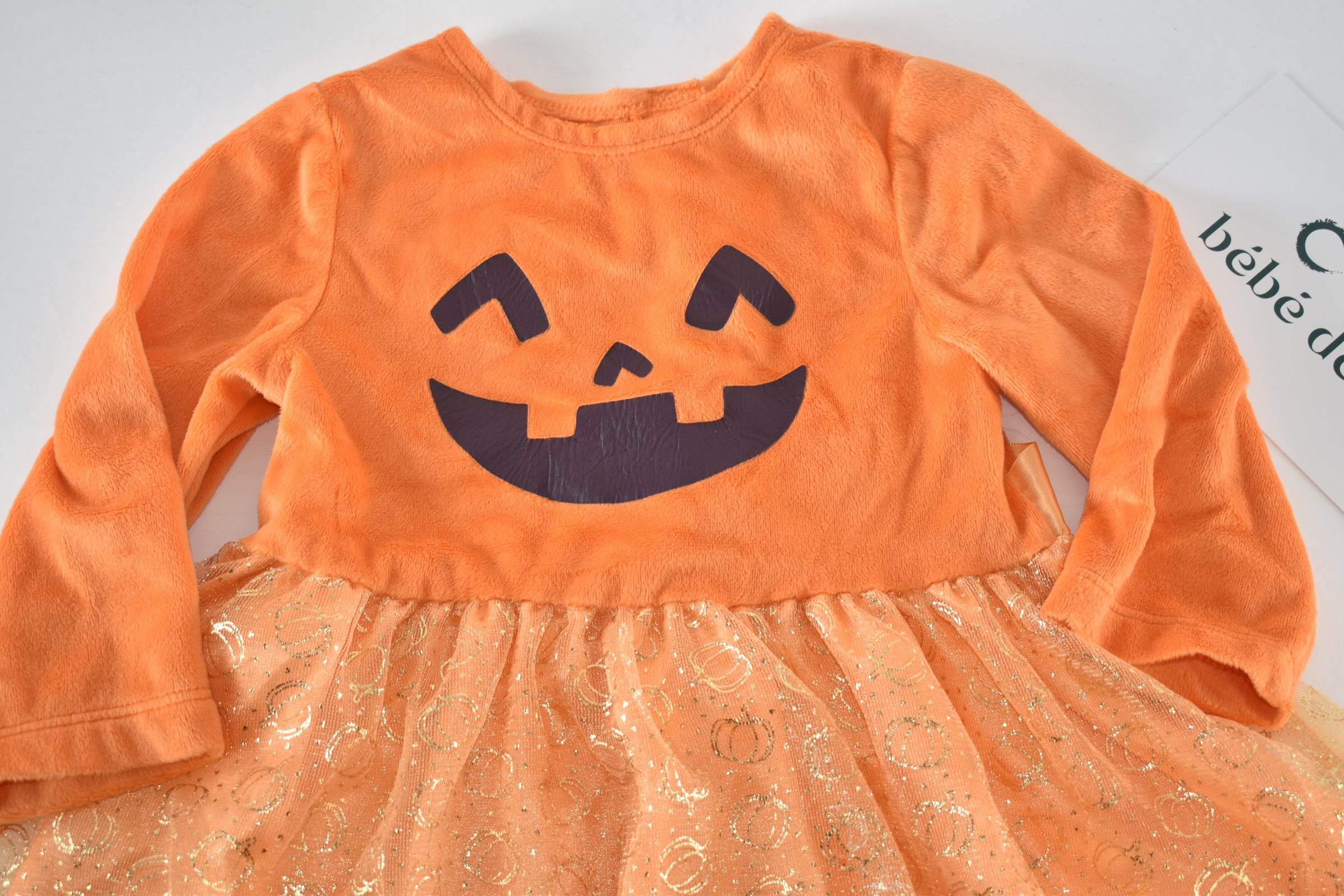 Halloween pumpkin tulle dress with glitter overlay