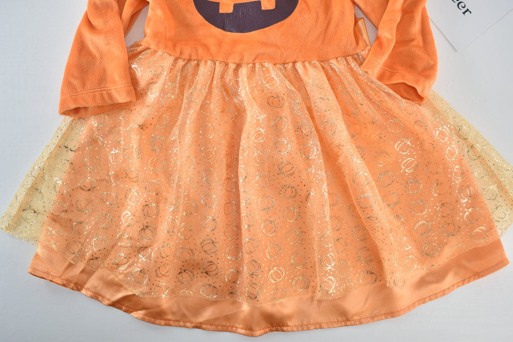 Halloween pumpkin tulle dress with glitter overlay