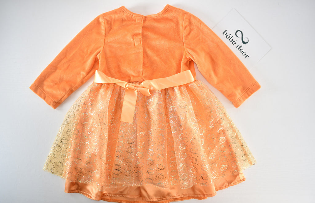 Halloween pumpkin tulle dress with glitter overlay