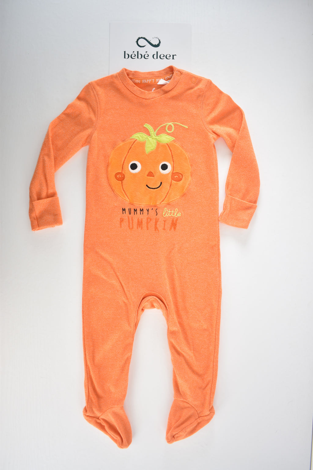 Halloween embroidered "Mummy's Little Pumpkin" sleepsuit