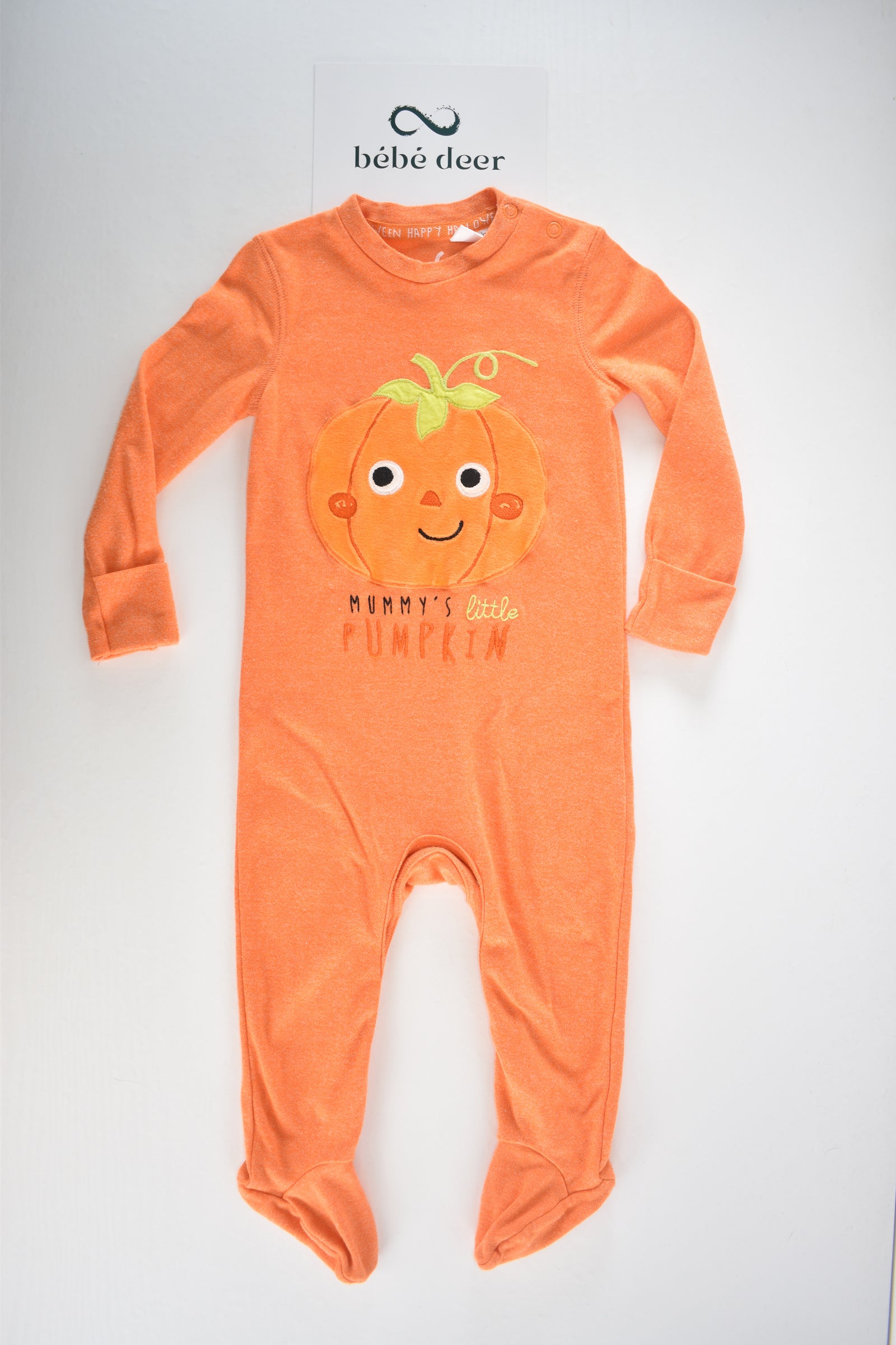 Halloween embroidered "Mummy's Little Pumpkin" sleepsuit