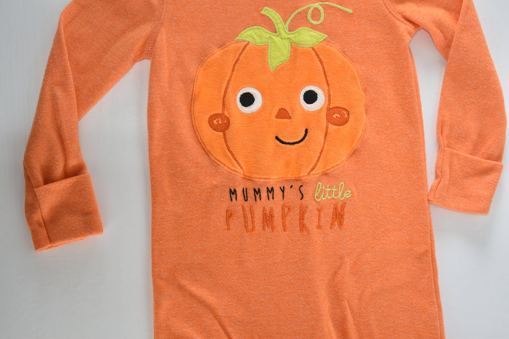 Halloween embroidered "Mummy's Little Pumpkin" sleepsuit