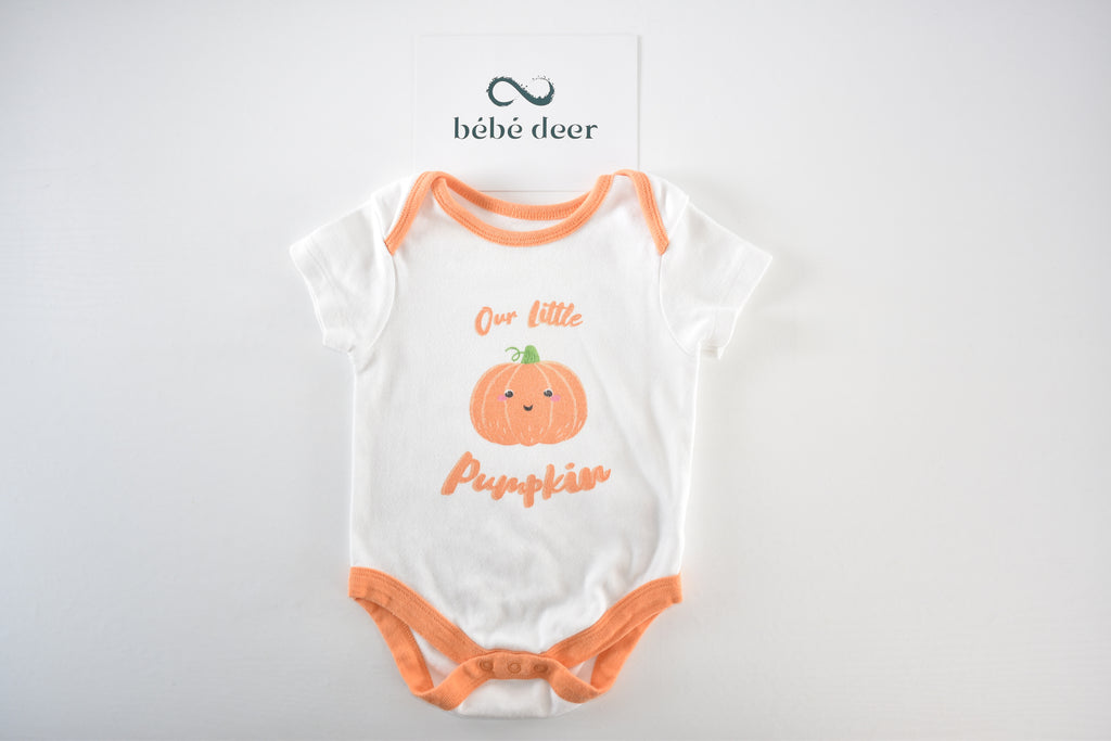 Halloween "Our Little Pumpkin" bodysuit with pumpkin print