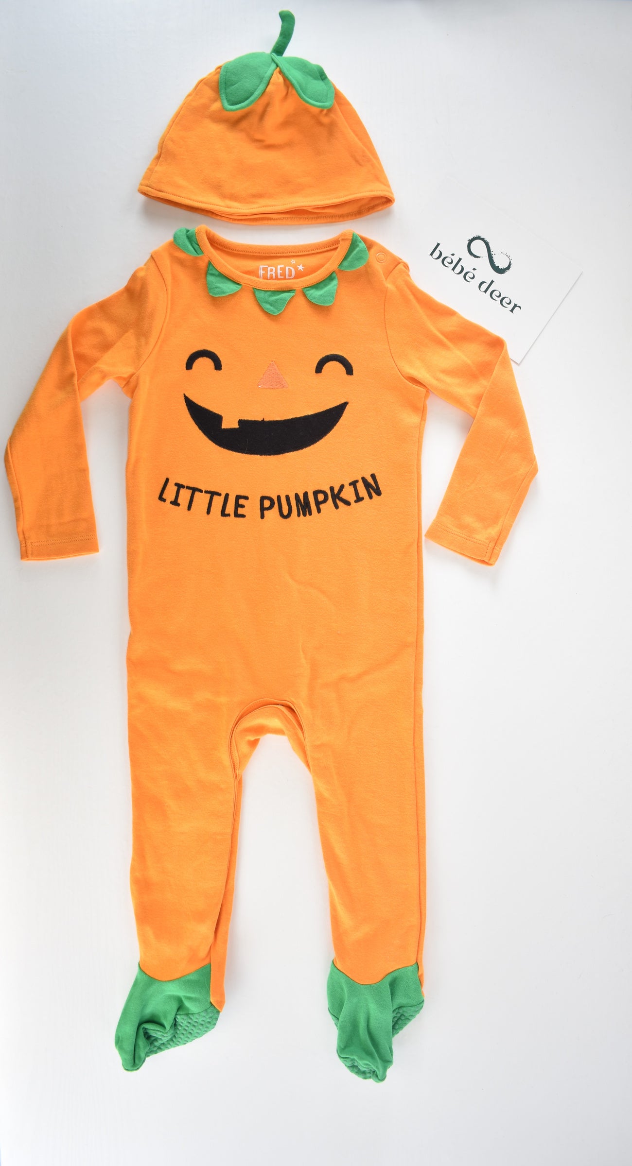Halloween pumpkin sleepsuit with matching pumpkin hat