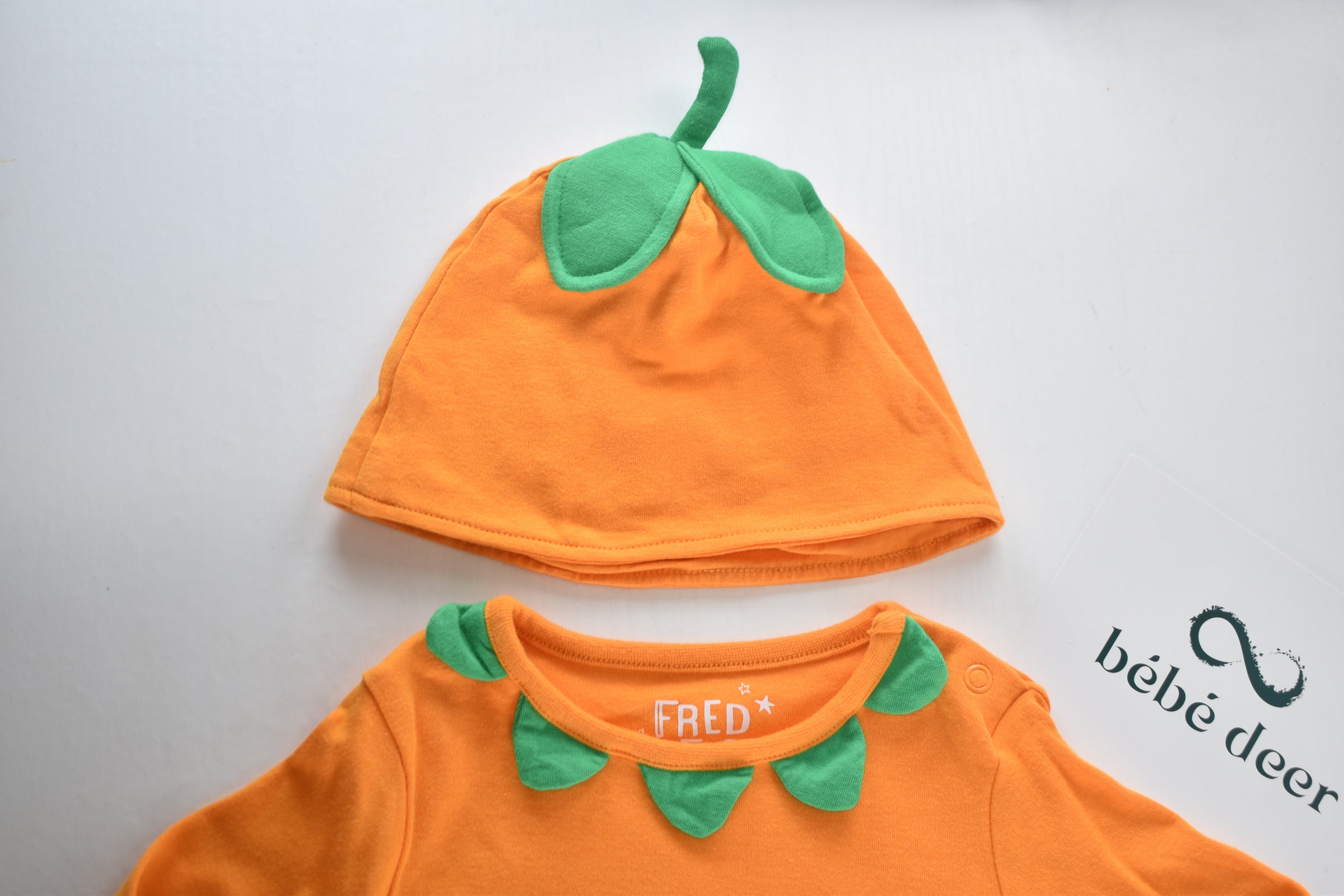 Halloween pumpkin sleepsuit with matching pumpkin hat