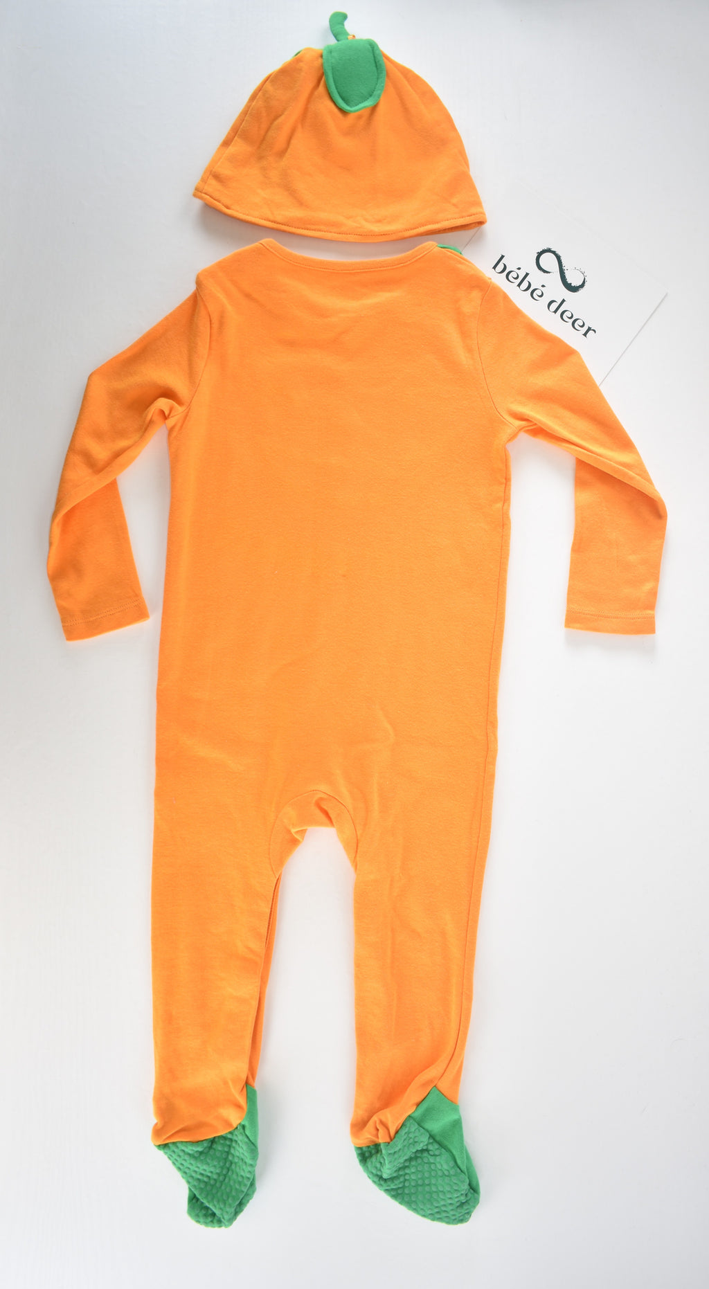 Halloween pumpkin sleepsuit with matching pumpkin hat
