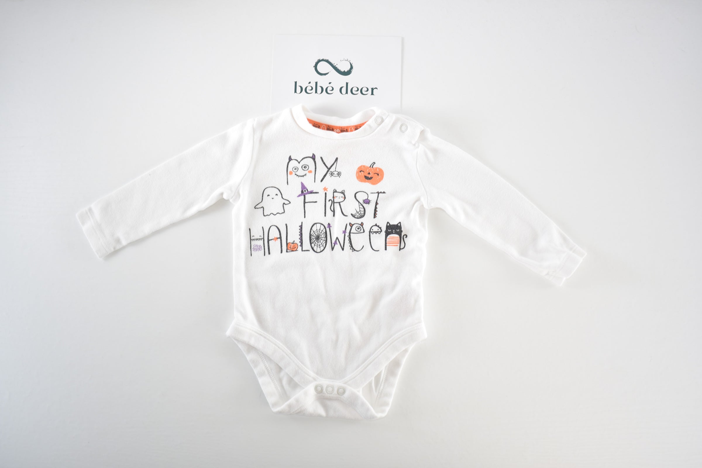 Halloween pumpkin print long sleeve bodysuit