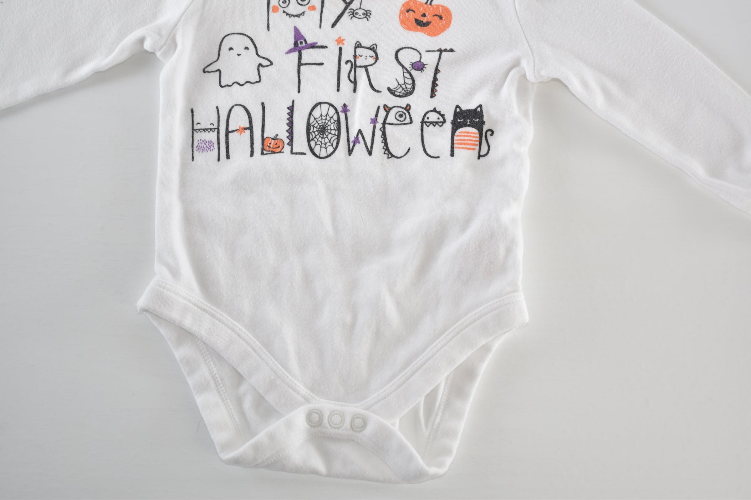 Halloween pumpkin print long sleeve bodysuit