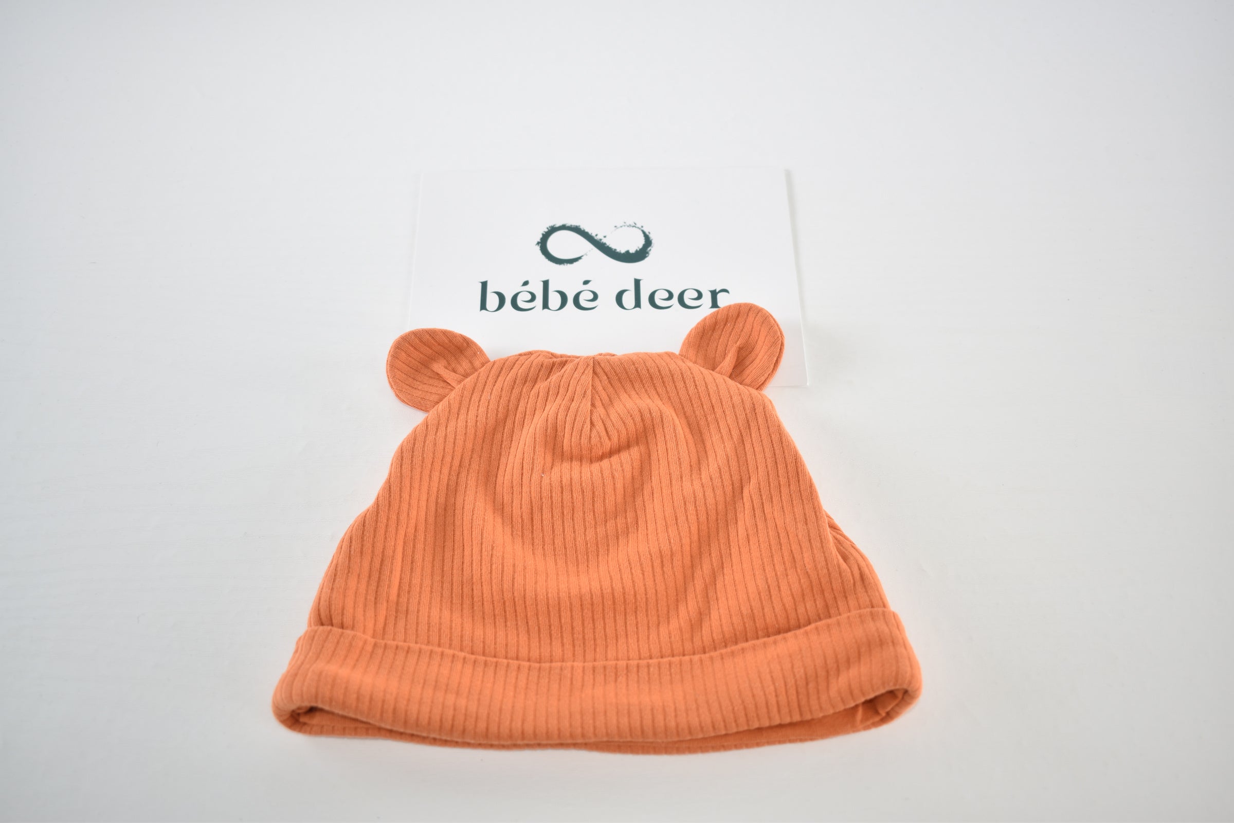 Little Pumpkin ribbed baby hat with bear ears